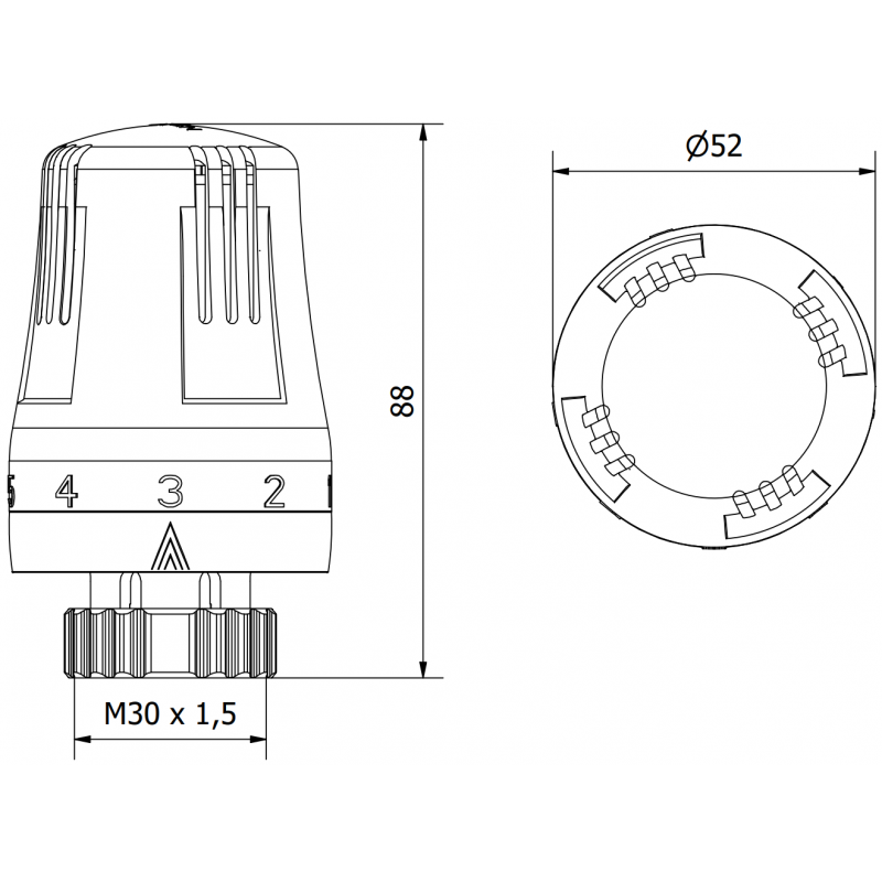 Mexen Uni-Term thermostatischer Heizkörperkopf, weiß - W908-001-20