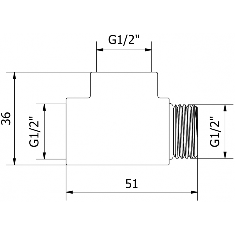 Mexen Uni-Term T-Stück für elektrische Heizung, Chrom - W906-000-01