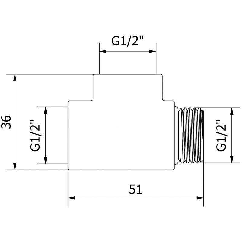 Mexen Uni-Term T-Stück für elektrischen Heizstab, schwarz - W906-000-70