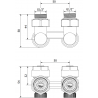 Mexen Uni-Term Zweirohr-Heizkörperventil DN50, Eckform 1/2"x16 mm, Nickel - W911-016-01
