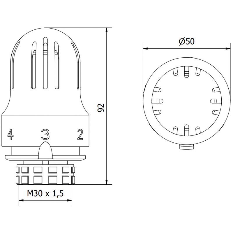 Mexen Uni-Term Thermostatkopf für Heizkörper, weiß - W908-004-20