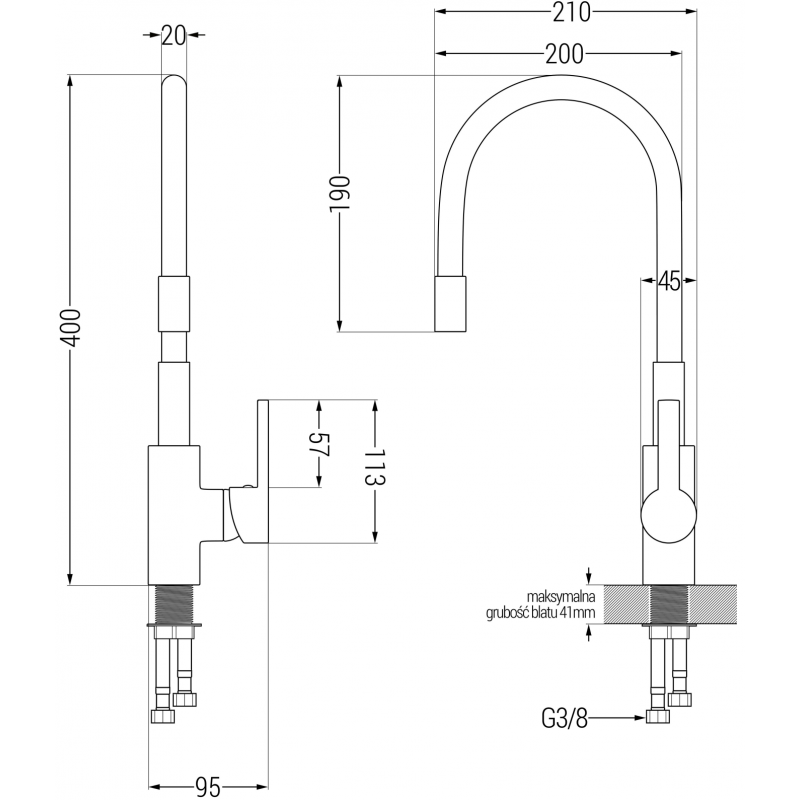 Mexen Flex Küchenarmatur, schwarz - 670900-70