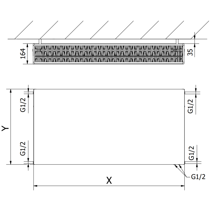 Mexen Flat CVF33 Plattenheizkörper 900 x 1100 mm, unterer Anschluss, 3301 W, schwarz - W633F-090-110-70
