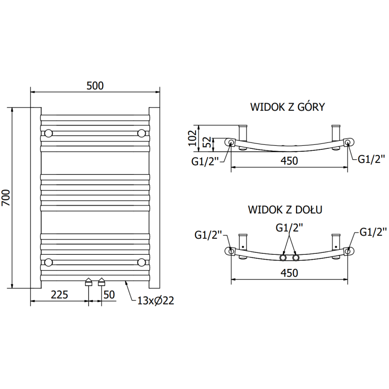 Mexen Ares Badezimmerheizkörper 700 x 500 mm, 286 W, Anthrazit - W102-0700-500-00-66