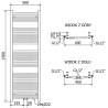 Mexen Ares Badezimmerheizkörper 1500 x 500 mm, 498 W, Chrom - W102-1500-500-00-01