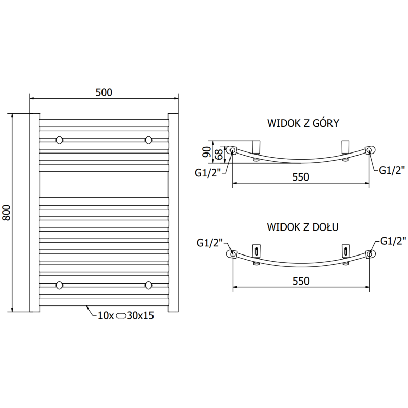Mexen Helios Badheizkörper 800 x 600 mm, 448 W, Anthrazit - W103-0800-600-00-66