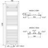 Mexen Hades Badezimmerheizkörper 1200 x 400 mm, 373 W, Chrom - W104-1200-400-00-01