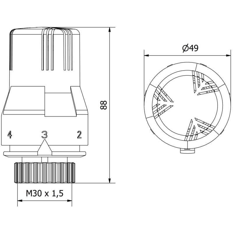 Mexen Uni-G Thermostatkopf für Heizkörper, schwarz - W908-002-70