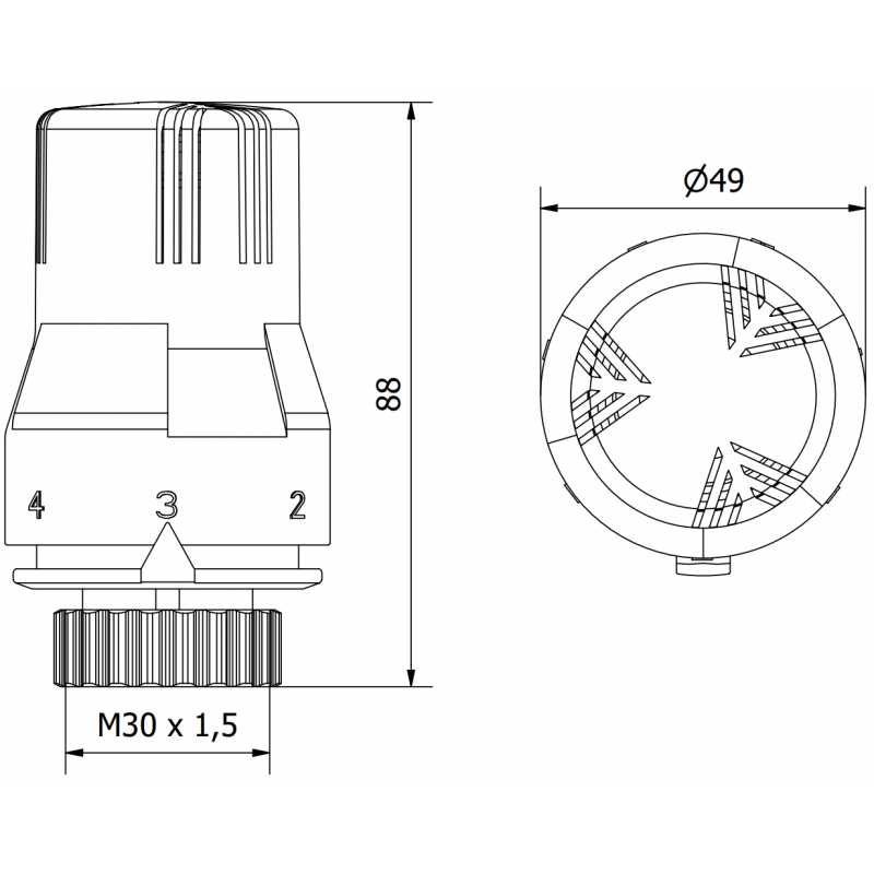Mexen Uni-Term thermostatkopf für heizkörper, schwarz - W908-002-70