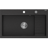 Mexen Omar Granitspüle 1-beckig 800 x 480 mm, schwarz/silber metallic, Siphon Chrom - 6520801005-73