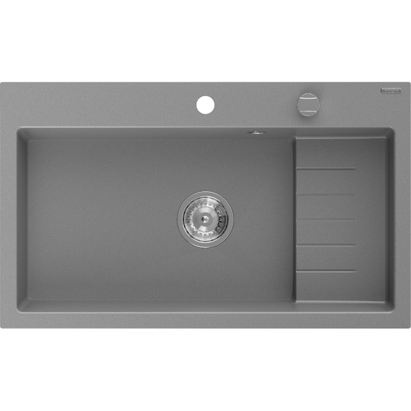 Mexen Omar Granitspüle 1-Kammer 800 x 480 mm, grau, Siphon Chrom - 6520801005-71