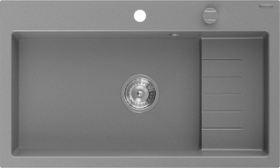 Mexen Omar Granitspüle 1-Kammer 800 x 480 mm, grau, Siphon Chrom - 6520801005-71