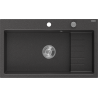 Mexen Omar Granitspüle 1-Becken 800 x 480 mm, schwarz gesprenkelt, Chrom-Siphon - 6520801005-76