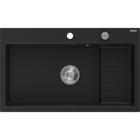 Mexen Omar Granitspüle 1-beckig 800 x 480 mm, schwarz, Siphon Chrom - 6520801005-77