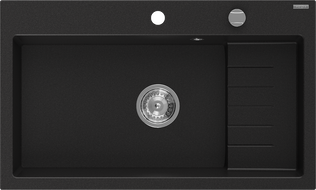 Mexen Omar Granitspüle 1-beckig 800 x 480 mm, schwarz, Siphon Chrom - 6520801005-77