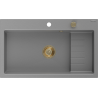 Mexen Omar Granitspüle 1-Becken 800 x 480 mm, grau, Siphon gold - 6520801005-71-G
