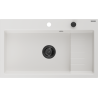 Mexen Omar Granitspüle 1-Becken 800 x 480 mm, weiß, schwarzer Siphon - 6520801005-20-B
