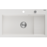 Mexen Omar Granitspüle 1-beckig 800 x 480 mm, weiß, Chrom-Siphon - 6520801005-20