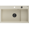 Mexen Omar Granitspüle 1-Becken 800 x 480 mm, beige, schwarzer Siphon - 6520801005-69-B