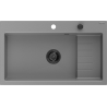 Mexen Omar Granitspüle, 1-Becken, 800 x 480 mm, grau, schwarzer Siphon - 6520801005-71-B