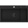 Mexen Omar Granitspüle 1-becken 800 x 480 mm, schwarz, schwarzer Siphon - 6520801005-77-B