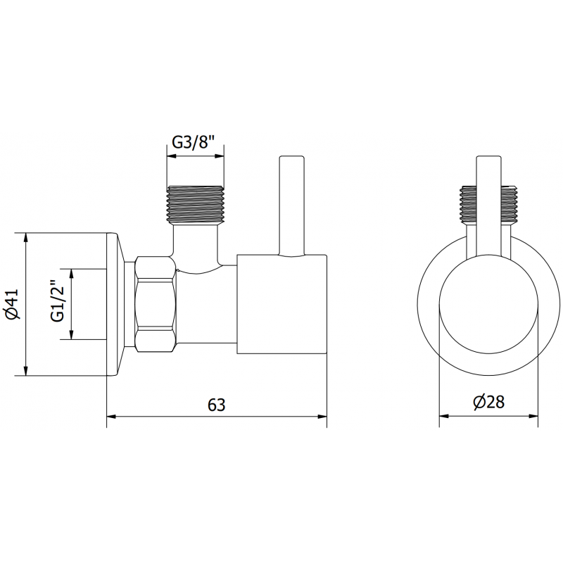 Mexen R1 Eckventil für Armaturen 1/2"x3/8", weiß - 79970-20
