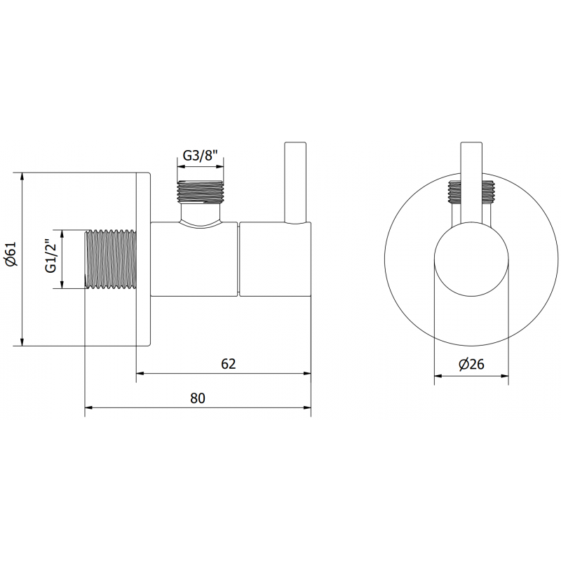 Mexen R2 Eckventil für Armaturen 1/2"x3/8", weiß - 79972-20
