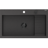 Mexen Omar Granitspüle 1-beckig 800 x 480 mm, schwarz gesprenkelt, schwarzer Siphon - 6520801005-76-B