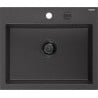 Mexen Oscar Granitspüle 1-Becken 580 x 490 mm, schwarz gesprenkelt, schwarzer Siphon - 6519581000-76-B