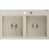 Mexen Hektor Granitspüle 2-beckig 800 x 480 mm, beige, Chrom-Siphon - 6521802000-69