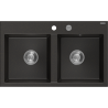 Mexen Hektor Granitspüle 2-Kammer 800 x 480 mm, schwarz/goldmetallisch, Siphon chrom - 6521802000-75