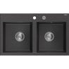 Mexen Hektor Granitspüle 2-becken 800 x 480 mm, schwarz gesprenkelt, Chrom-Siphon - 6521802000-76