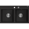 Mexen Hektor Granitspüle 2-Becken 800 x 480 mm, schwarz, Siphon Chrom - 6521802000-77