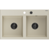 Mexen Hektor Granitspüle 2-Becken 800 x 480 mm, beige, schwarzer Siphon - 6521802000-69-B
