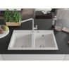 Mexen Hektor Granitspüle 2-Kammer 800 x 480 mm, weiß, Siphon chrom - 6521802000-20