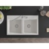 Mexen Hektor Granitspüle 2-Kammer 800 x 480 mm, weiß, Siphon chrom - 6521802000-20