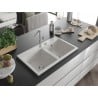Mexen Hektor Granitspüle 2-Kammer 800 x 480 mm, weiß, Siphon chrom - 6521802000-20
