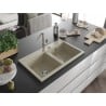 Mexen Hektor Granitspüle 2-beckig 800 x 480 mm, beige, Chrom-Siphon - 6521802000-69