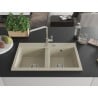 Mexen Hektor Granitspüle 2-beckig 800 x 480 mm, beige, Chrom-Siphon - 6521802000-69