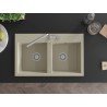 Mexen Hektor Granitspüle 2-beckig 800 x 480 mm, beige, Chrom-Siphon - 6521802000-69