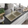 Mexen Hektor Granitspüle 2-Becken 800 x 480 mm, beige, Siphon gold - 6521802000-69-G