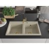 Mexen Hektor Granitspüle 2-Becken 800 x 480 mm, beige, Siphon gold - 6521802000-69-G