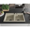 Mexen Hektor Granitspüle 2-Becken 800 x 480 mm, beige, schwarzer Siphon - 6521802000-69-B