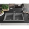 Mexen Hektor Granitspüle 2-Kammer 800 x 480 mm, grau, Chrom-Siphon - 6521802000-71