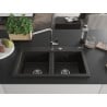 Mexen Hektor Granitspüle 2-Kammer 800 x 480 mm, schwarz/goldmetallisch, Siphon chrom - 6521802000-75