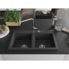 Mexen Hektor Granitspüle 2-becken 800 x 480 mm, schwarz gesprenkelt, Chrom-Siphon - 6521802000-76