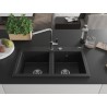 Mexen Hektor Granitspüle 2-Becken 800 x 480 mm, schwarz, Siphon Chrom - 6521802000-77