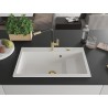 Mexen Omar Granitspüle 1-Becken 800 x 480 mm, weiß, Siphon gold - 6520801005-20-G