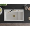 Mexen Omar Granitspüle 1-Becken 800 x 480 mm, weiß, Siphon gold - 6520801005-20-G