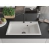 Mexen Omar Granitspüle 1-Becken 800 x 480 mm, weiß, schwarzer Siphon - 6520801005-20-B